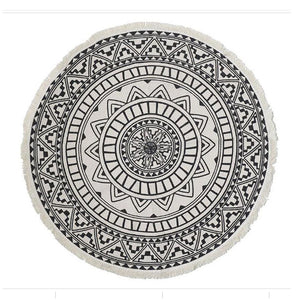 White & Black Round Cotton Poly Carpet