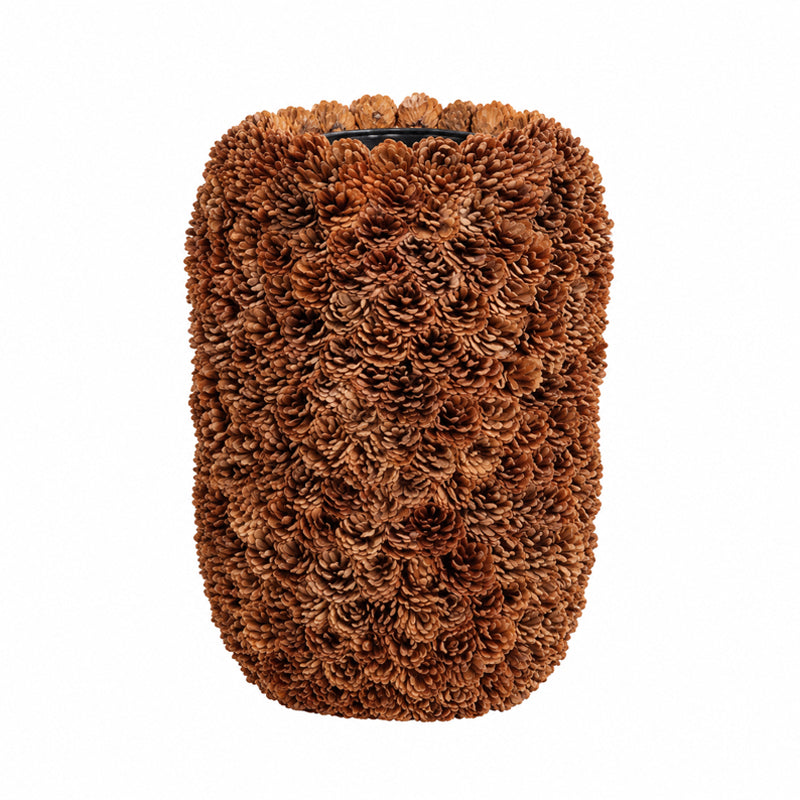 Plant vase made of natural cones, incl. foil inside, 42 cm, brown, 2/8