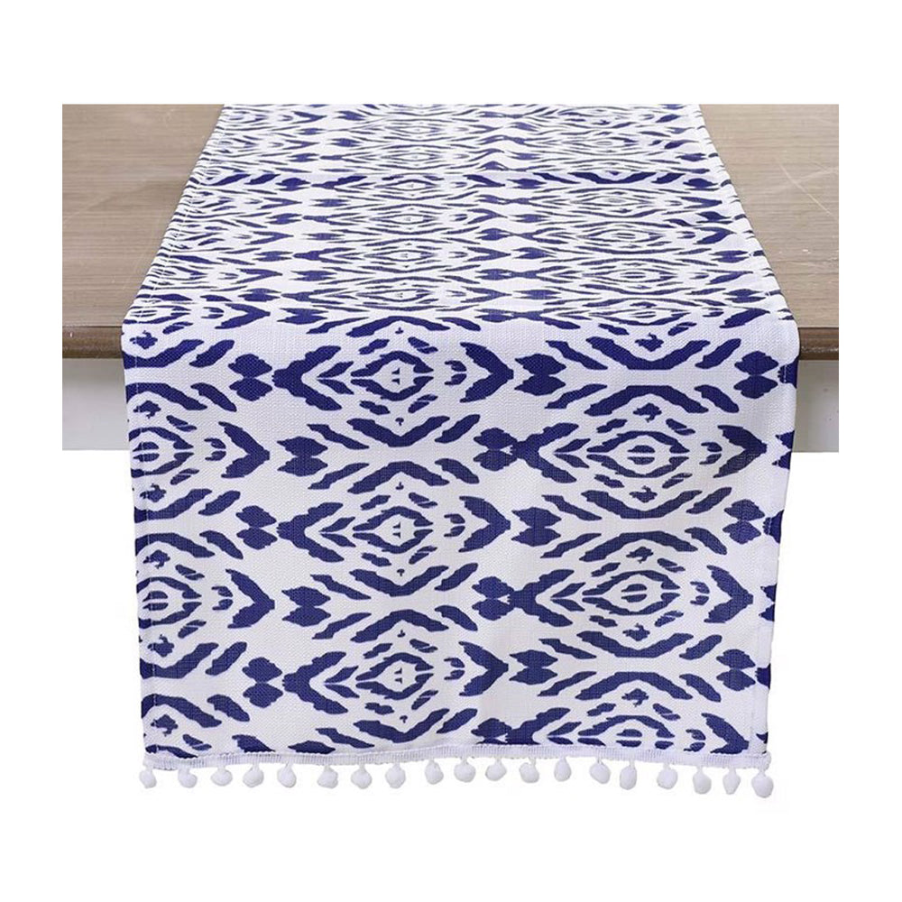 White Blue Fabric Runner (140 cm)