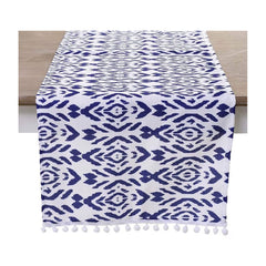 White Blue Fabric Runner (140 cm)