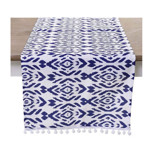 White Blue Fabric Runner (140 cm)