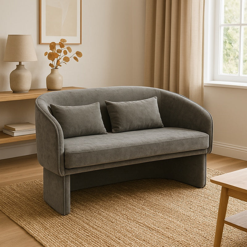 Playmob Two-Seater Gray Fabric Sofa (128 cm)