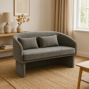 Playmob Two-Seater Gray Fabric Sofa (128 cm)