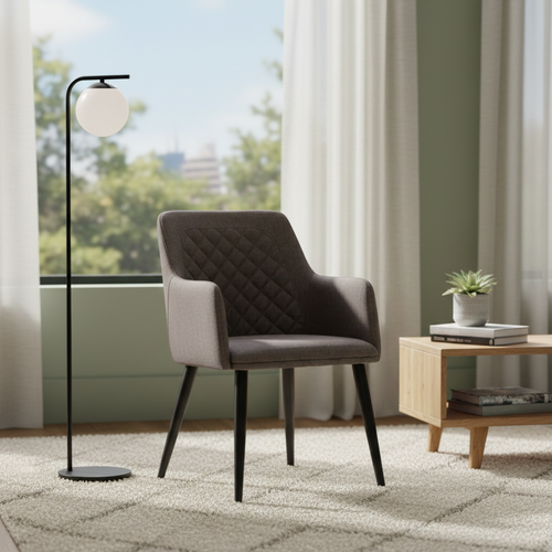Contemporary Brown Fabric Metal Chair (80cm)