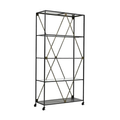 Metal Glass Shelf Black Gold