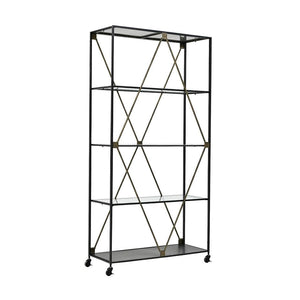 Metal Glass Shelf Black Gold