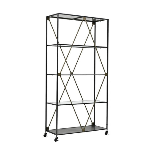 Metal Glass Shelf Black Gold