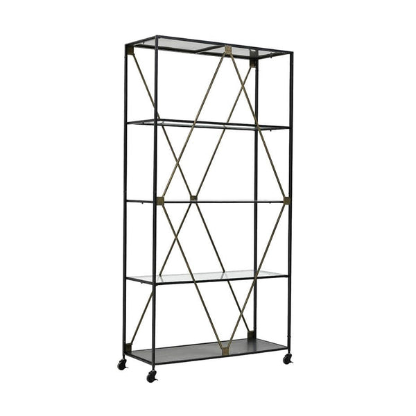 Metal Glass Shelf Black Gold