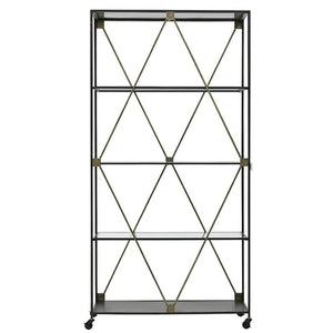 Metal Glass Shelf Black Gold