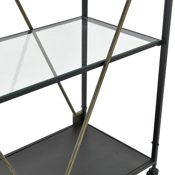 Metal Glass Shelf Black Gold