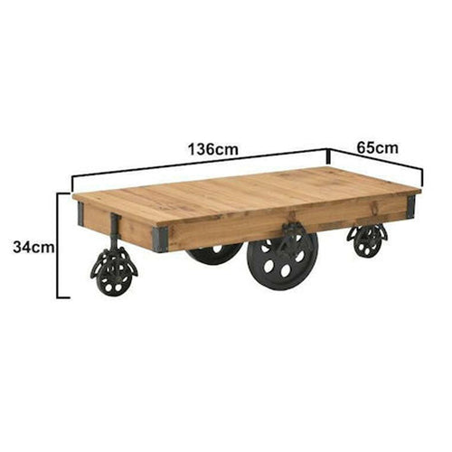 Natural Wood Metal Table (136 cm)