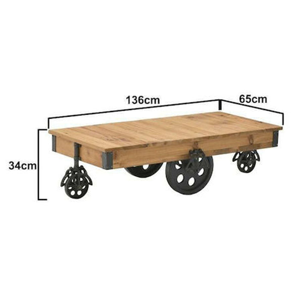 Natural Wood Metal Table (136 cm)