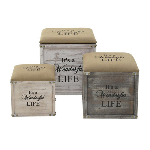 Wooden Storage Stool 3 Colors (28cm)
