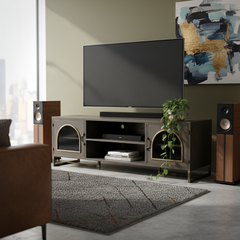 Dark Grey Golden Metal TV Stand