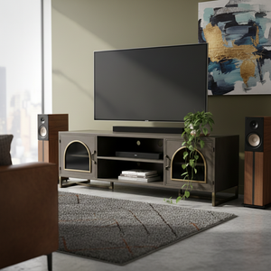 Dark Grey Golden Metal TV Stand