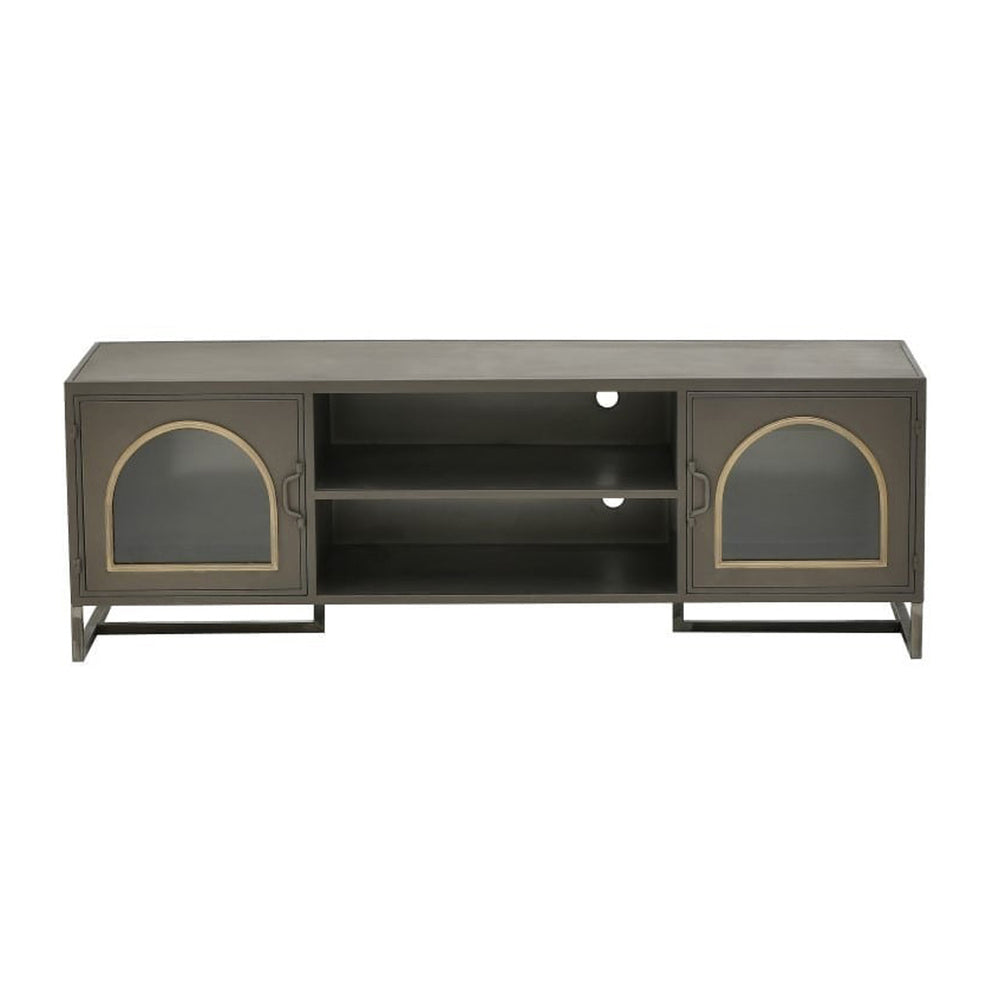 Dark Grey Golden Metal TV Stand
