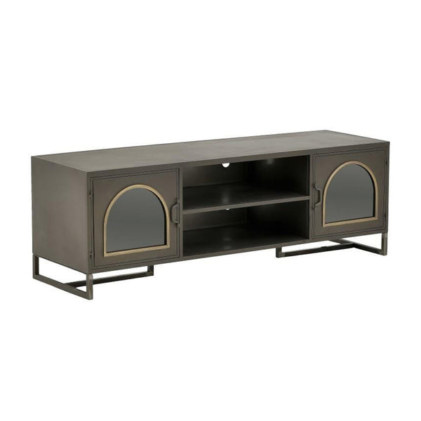 Dark Grey Golden Metal TV Stand