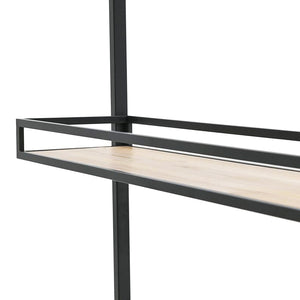 Metal Wood Shelf Cabinet Black Natural