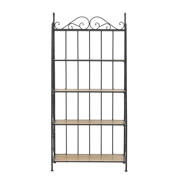 Metal Wood Shelf Black Natural