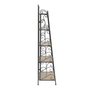 Metal Wood Shelf Black Natural