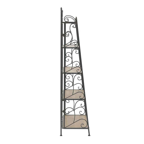 Metal Wood Shelf Black Natural