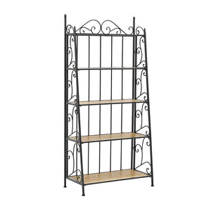 Metal Wood Shelf Black Natural