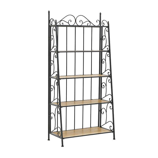 Metal Wood Shelf Black Natural