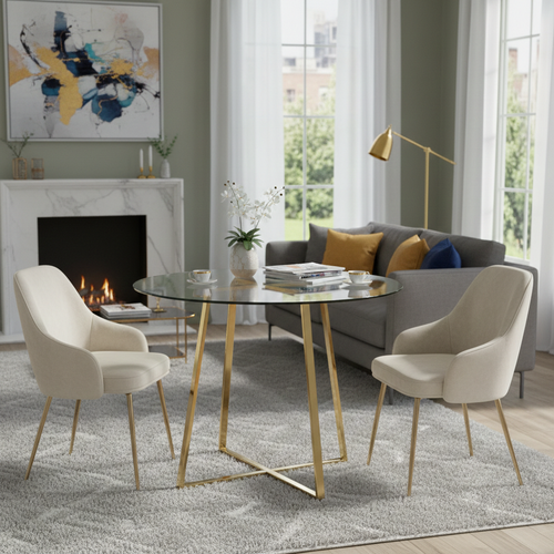 Golden Clear Metal Glass Table