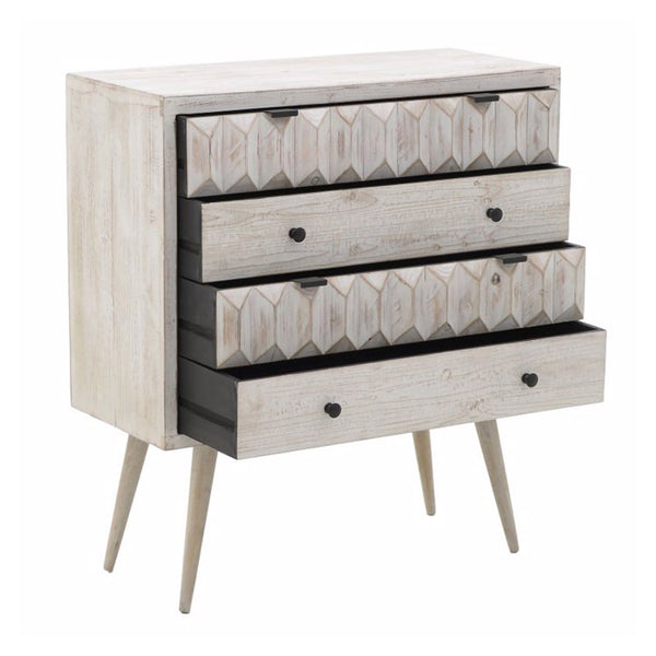 Brown Wooden 4 Drawer Chest (90 cm)