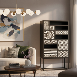 Wooden cabinet black white