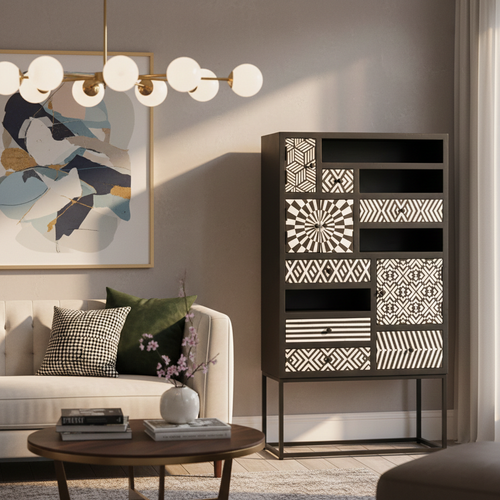 Wooden cabinet black white