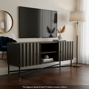 Regency Wood And Gold TV Media Console (130 cm)