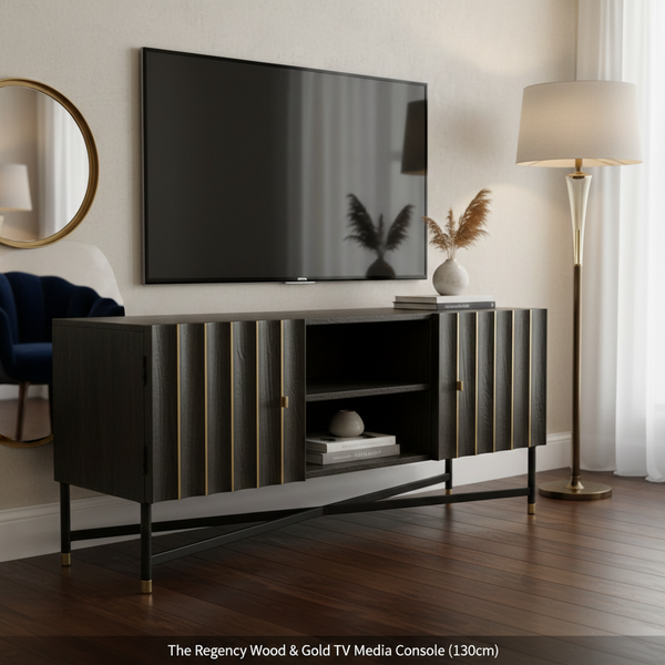 Regency Wood And Gold TV Media Console (130 cm)