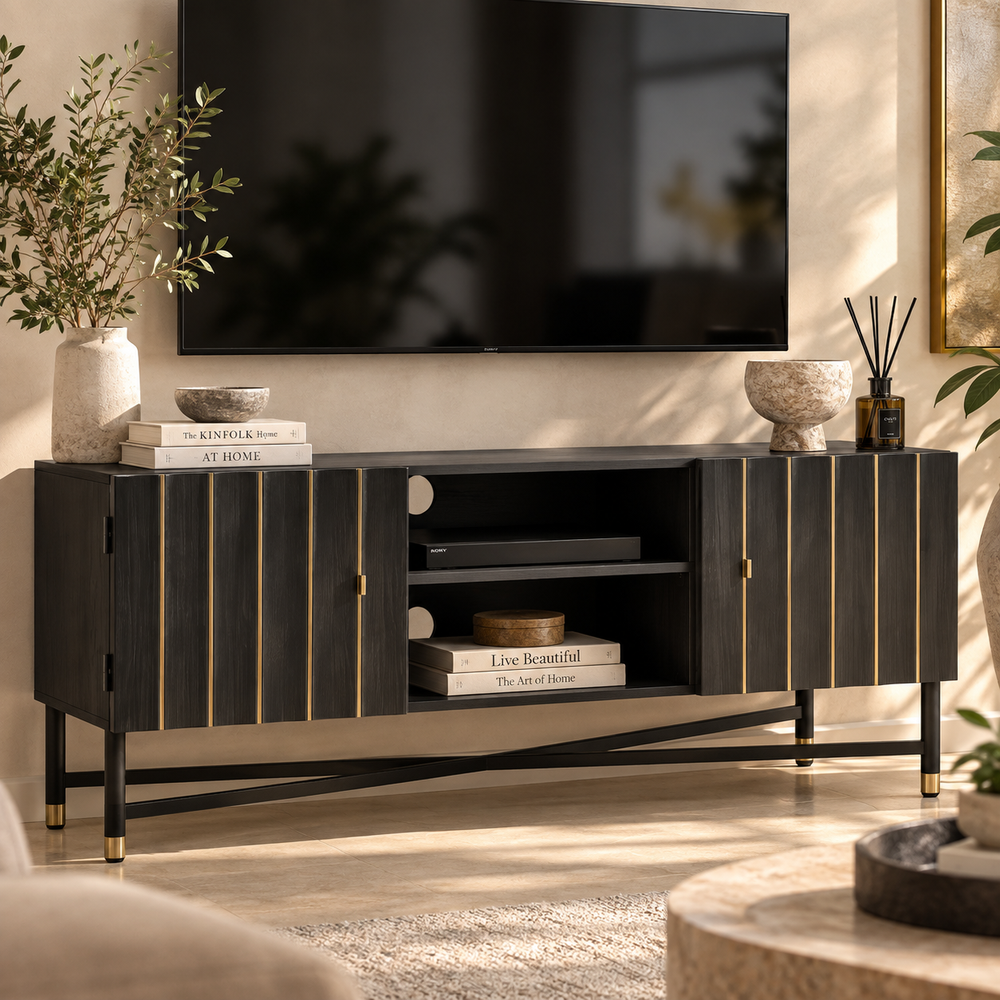 Regency Wood And Gold TV Media Console (130 cm)