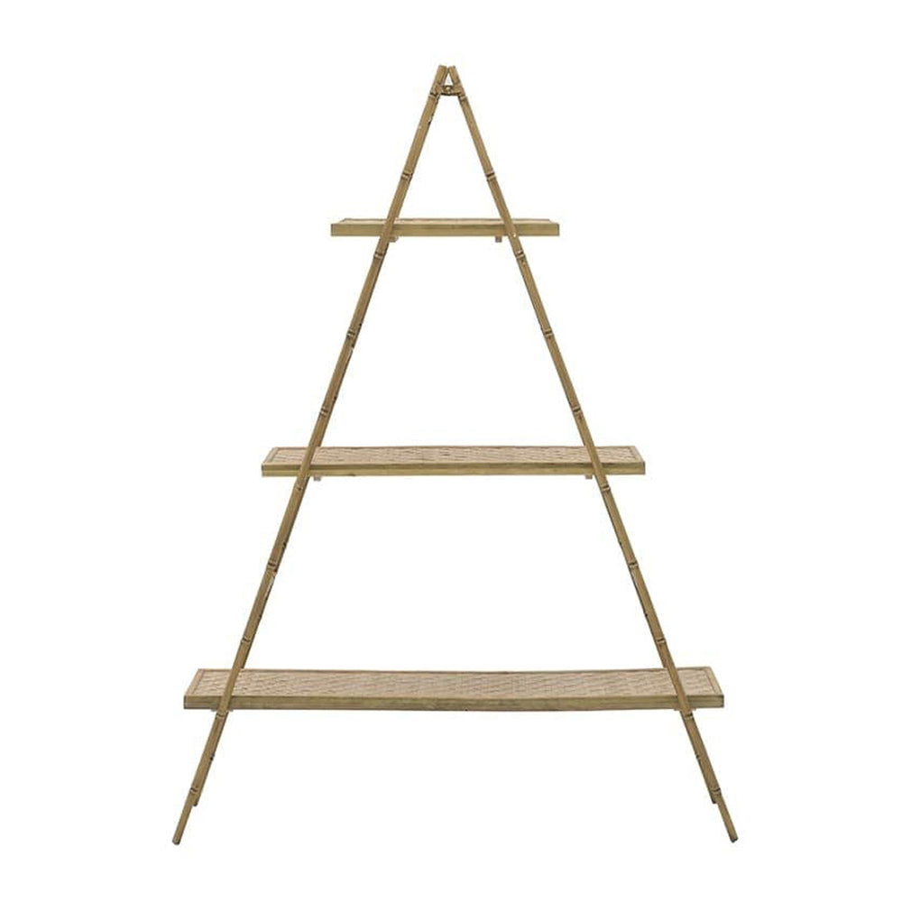 Metal Wooden Shelf Golden Natural