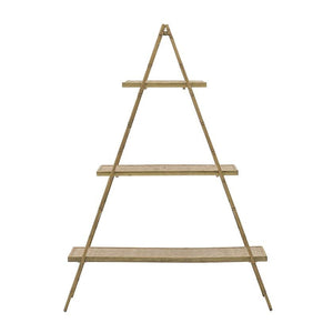 Metal Wooden Shelf Golden Natural