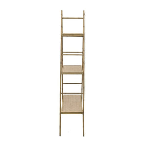 Metal Wooden Shelf Golden Natural