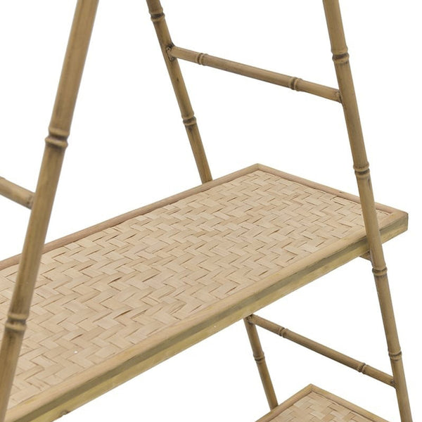 Metal Wooden Shelf Golden Natural