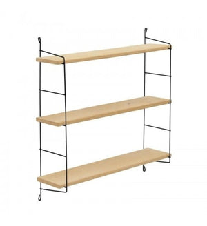 Metal Wood Wall Shelf Black Natural
