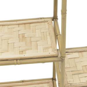 Metal Wood Wall Shelf Golden Natural