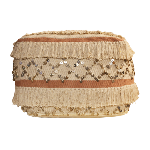 Pink Beige Fringe Stool (45 cm)