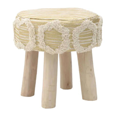 Cream Gold Cotton Stool (40cm)