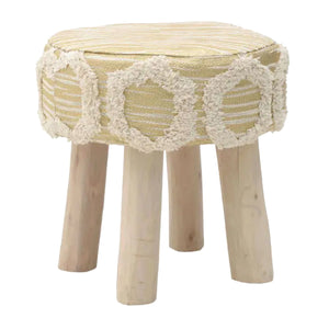 Cream Gold Cotton Stool (40cm)