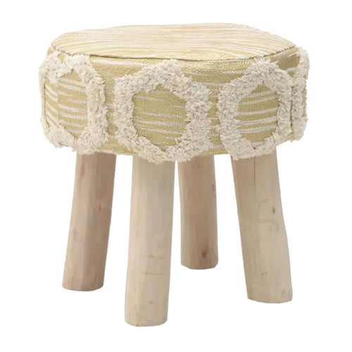 Cream Gold Cotton Stool (40cm)