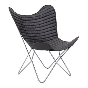 Black Leather Metallic Chair (92 cm)