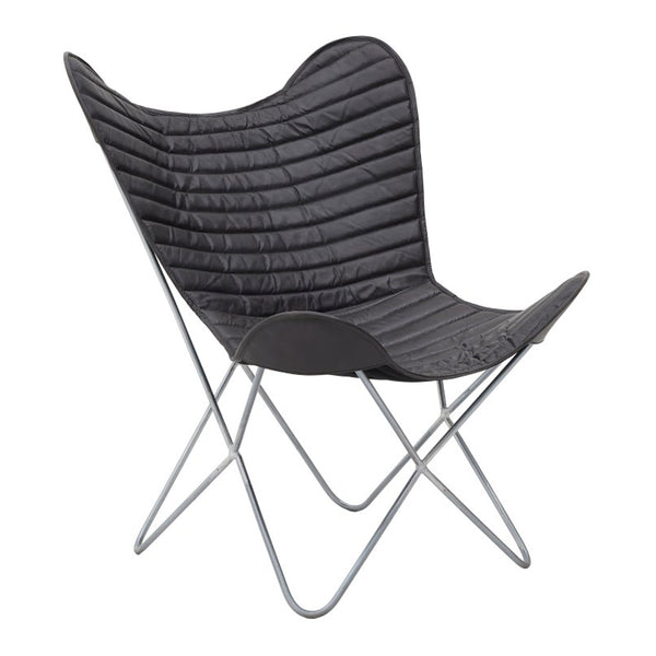 Black Leather Metallic Chair (92 cm)