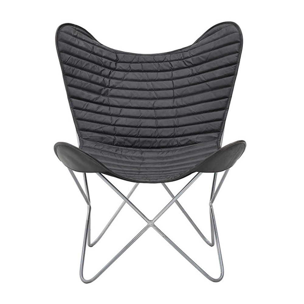 Black Leather Metallic Chair (92 cm)