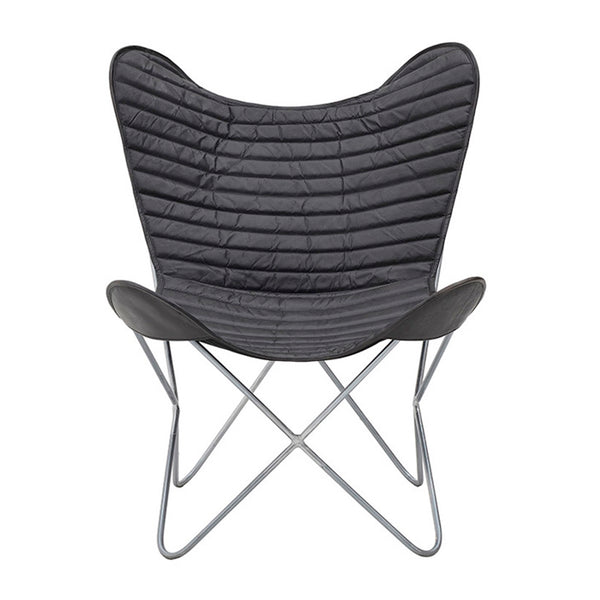 Black Leather Metallic Chair (92 cm)