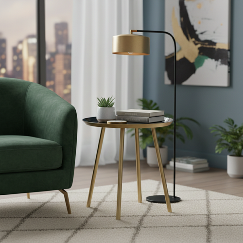 Black Gold Metallic Enamel Table (44 cm)