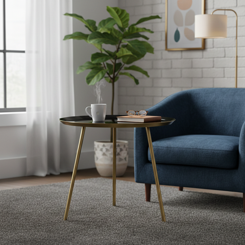 Black Gold Metallic Table (59 cm)